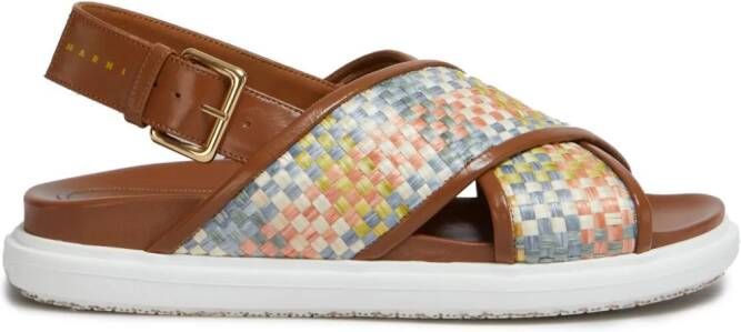 Marni Fussbet interwoven slingback sandals Brown