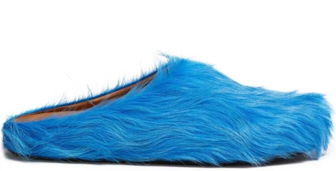 Marni Fussbet Sabot calf-hair slippers Blue