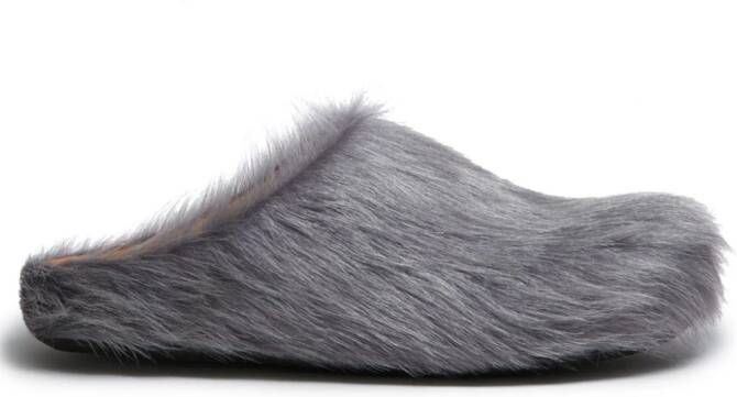Marni Fussbet Sabot calf-hair slippers Grey