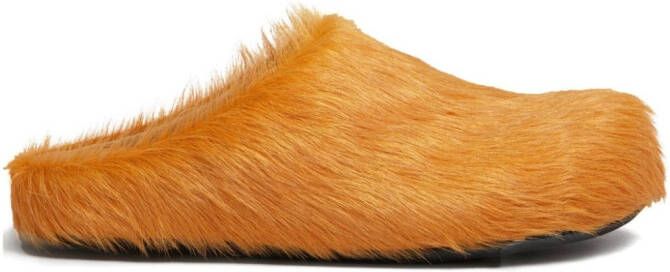 Marni Fussbet Sabot calf-hair slippers Orange