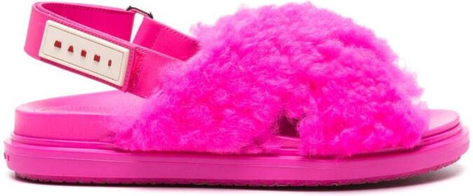Marni Fussbet shearling sandals Pink