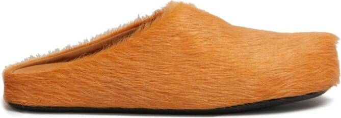 Marni Fussbett calf-hair slippers Orange