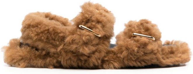 Marni Fussbett shearling sandals Brown - Picture 6