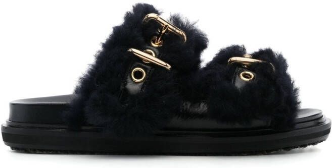 Marni Fussbett shearling slides Black
