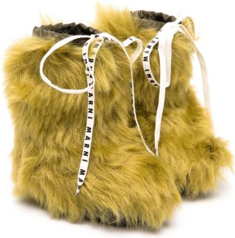 Marni Kids faux-fur knee-length boots Green