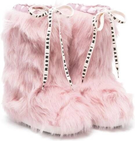 Marni Kids faux-fur knee-length boots Pink