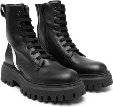 Marni Kids logo-appliqué leather boots Black