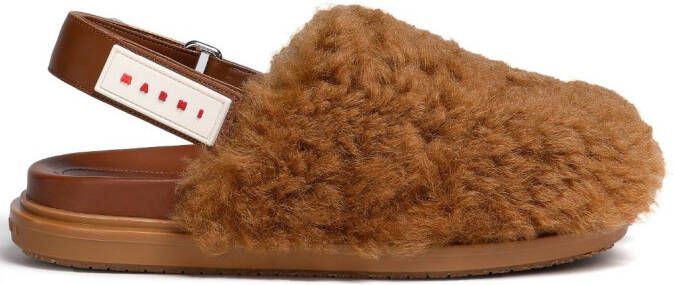 Marni Sabot shearling mules Brown