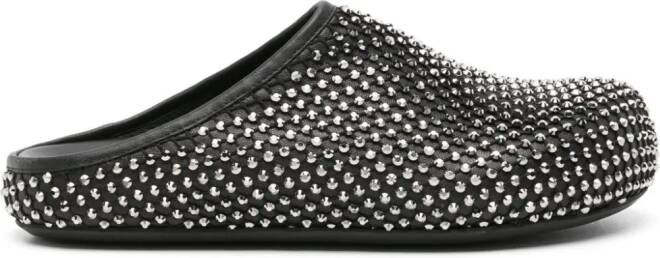 Marni rhinestone-embellished leather slippers Black