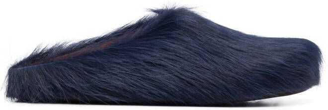 Marni Fussbet Sabot calf-hair slippers Blue