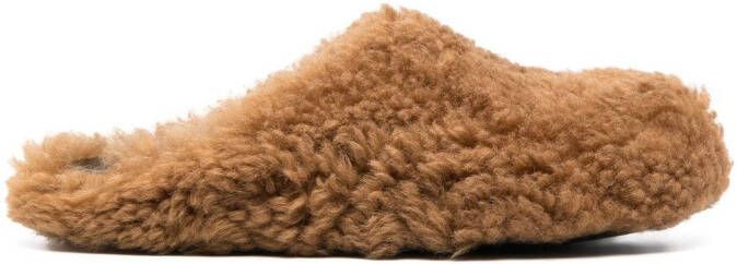 Marni round-toe shearling slippers Brown