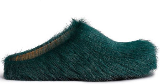 Marni Fussbet Sabot calf-hair slippers Green