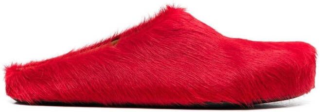 Marni Fussbet Sabot calf-hair slippers Red