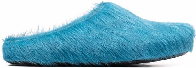 Marni Fussbet Sabot calf-hair slippers Blue