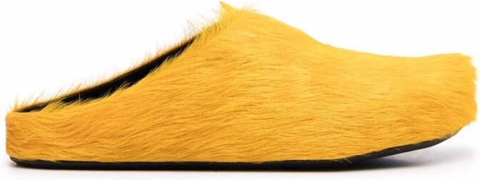 Marni Fussbet Sabot calf-hair slippers Yellow