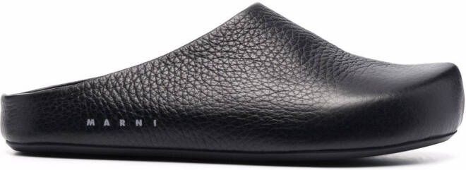 Marni textured-leather clog slippers Black