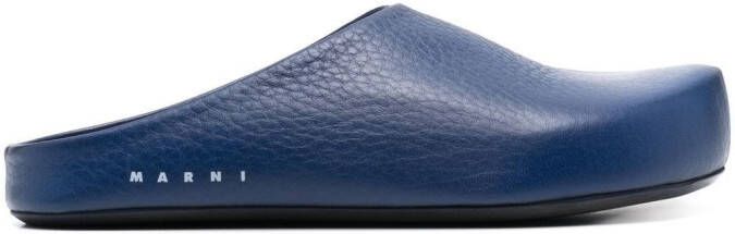 Marni textured-leather slippers Blue