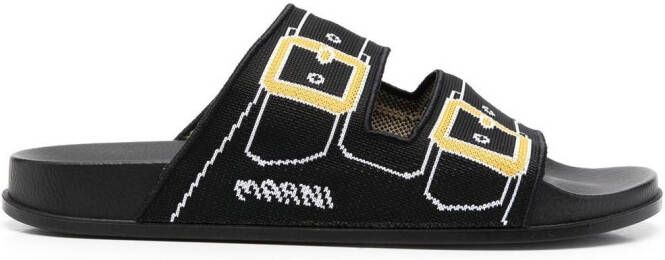 Marni tromp l'oeil print sandals Black