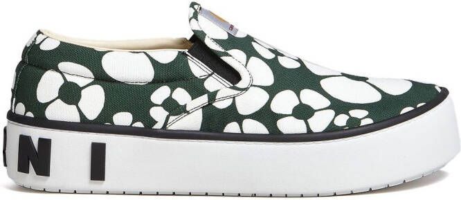 Marni x Carhartt floral-print slip-on sneakers Green