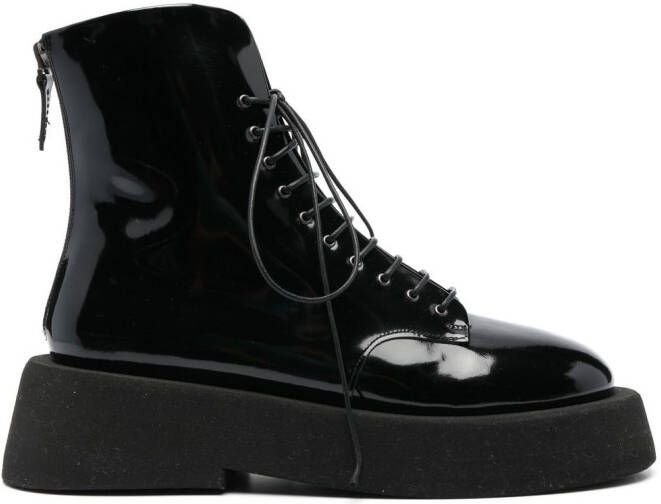 Marsèll 55mm patent lace-up boots Black