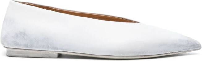 Marsèll distressed-effect leather ballerina shoes White