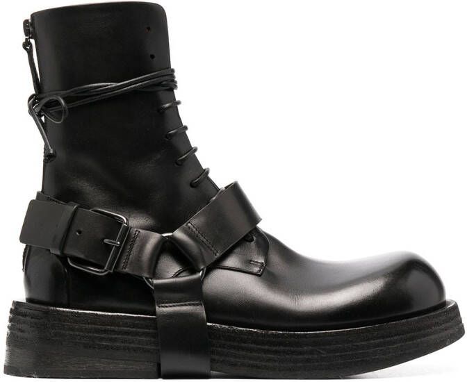 Marsèll harness leather lace-up boots Black
