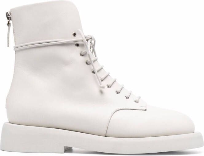 Marsèll lace-up leather combat boots White
