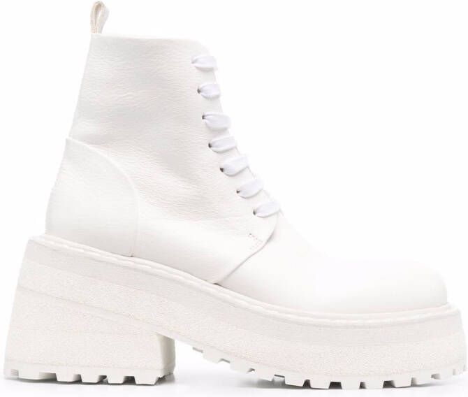 Marsèll lace-up platform-sole leather boots White