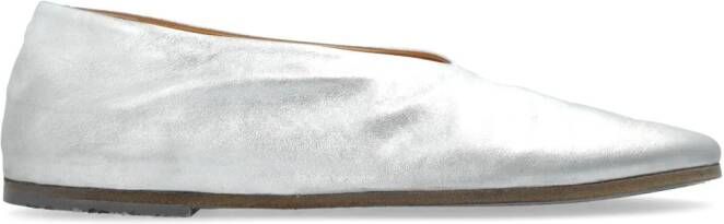 Marsèll pointed-toe leather ballerina shoes Silver