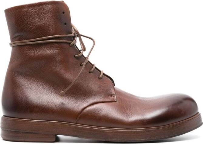 Marsèll round-toe lace-up leather boots Brown