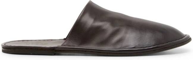 Marsèll round-toe leather slippers Brown