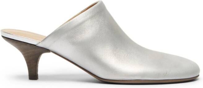 Marsèll 45mm Spilla laminated leather mules Grey