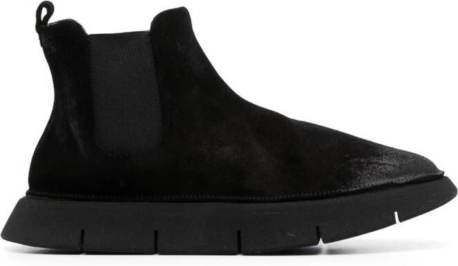 Marsèll suede round-toe slip-on boots Black