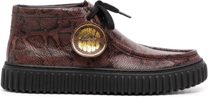 Martine Rose snake-print leather boots Brown