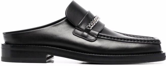 Martine Rose square-toe leather loafers Black