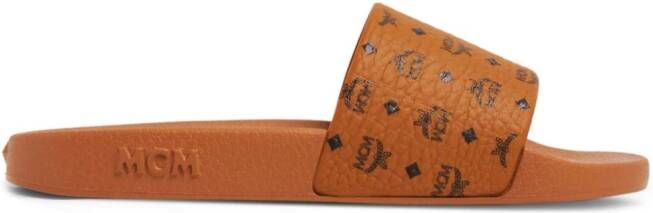 MCM logo-print moulded-footbed slides Brown