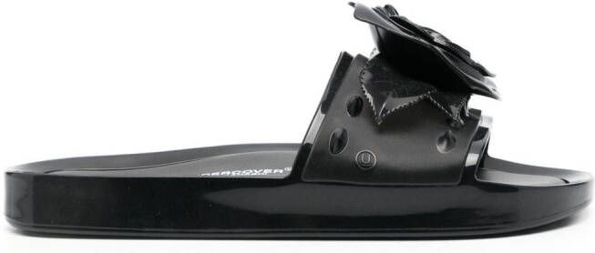 Melissa x Undercover x Melissa Beach Slide rose-appliqué slides Black