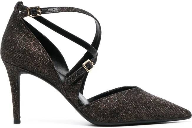 Michael Kors 90mm glittered pointed pumps Brown