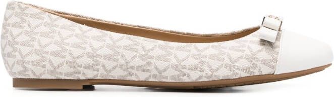 Michael Kors Andrea bow-detail logo-print ballerina shoes Neutrals