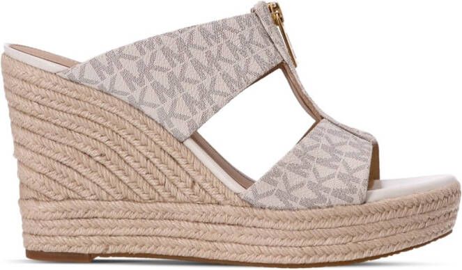 Michael Kors Bradley leather wedge sandals Neutrals