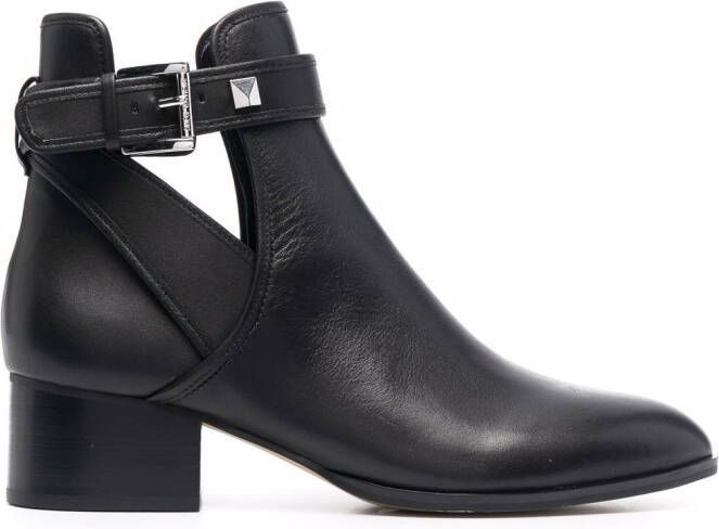 Michael Kors Haskell studded logo leather boots Black