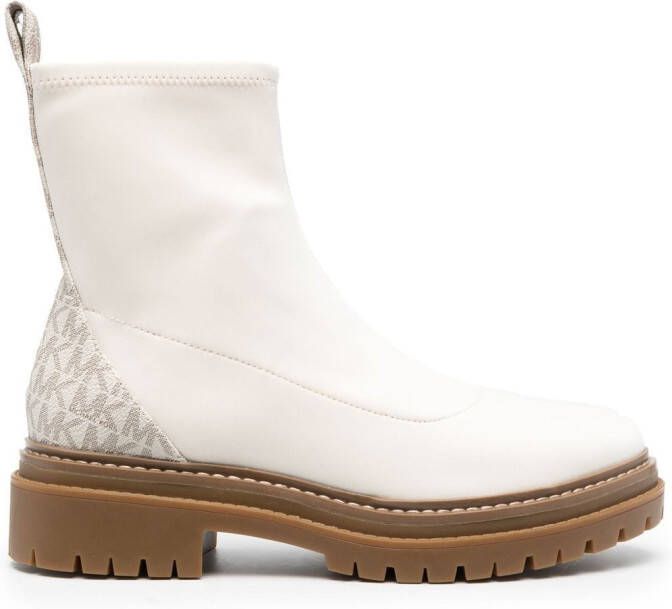 Michael Kors calf-leather logo-print ankle-boots Neutrals