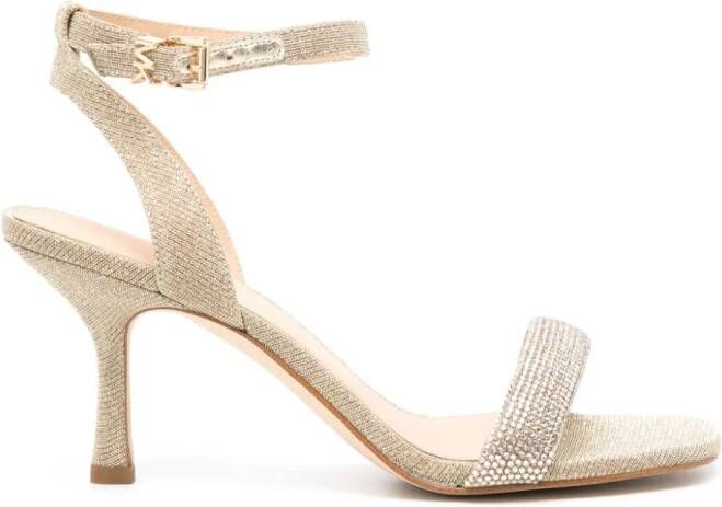 Michael Kors Carrie 75mm rhinestoned leather sandals Gold