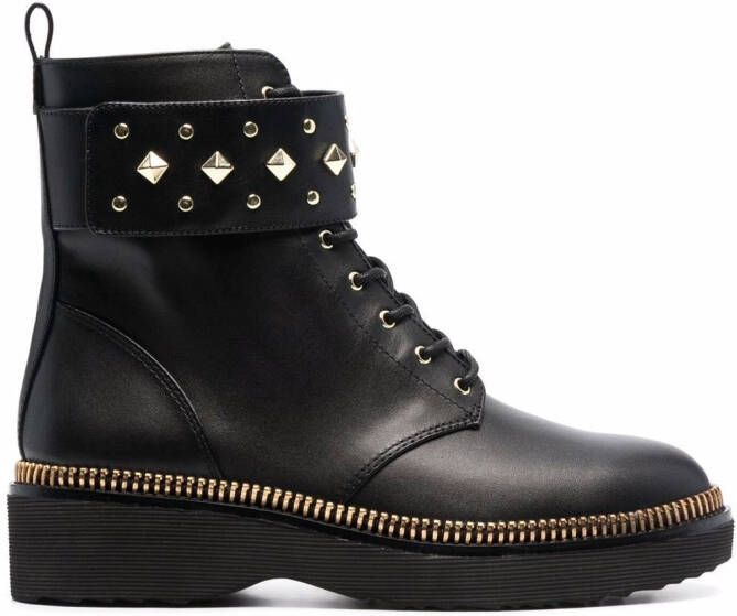 Michael Kors Haskell spike-strap leather boots Black