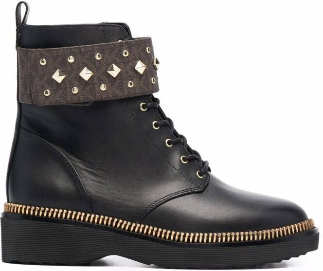 Michael Kors Haskell studded logo leather boots Black - Picture 3