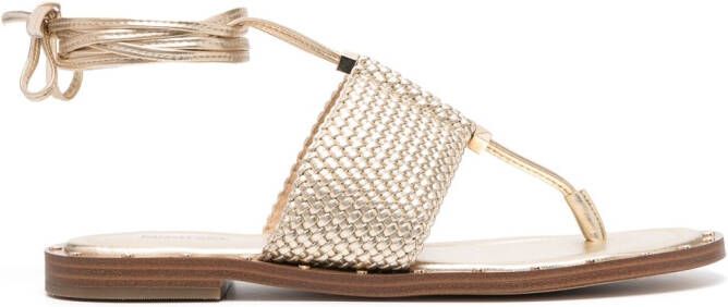 Michael Kors logo-plaque thong-strap sandals Orange