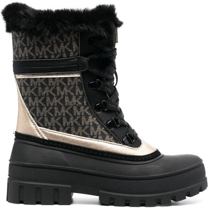 Michael Kors Rory monogram-print combat boots Brown