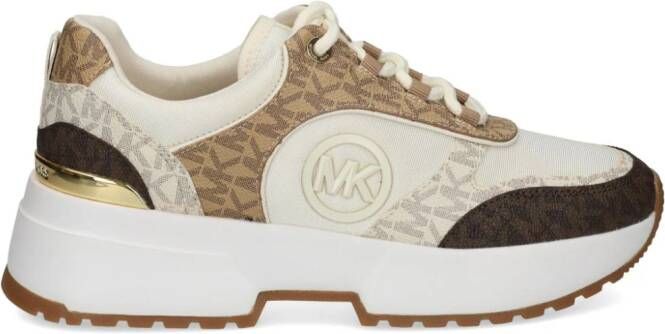 Michael Kors logo-patch calf leather sneakers Neutrals - Picture 2