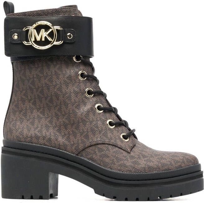 Michael Kors Rory monogram-print combat boots Brown - Picture 2