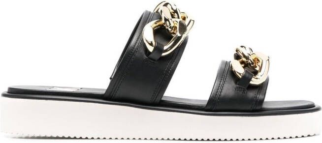 Michael Kors Scarlett 30mm chain-link leather slides Black